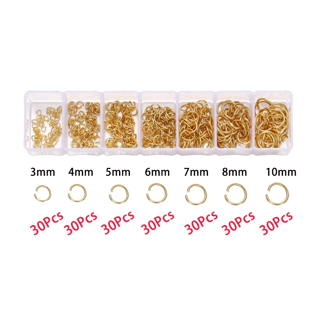 210-400Pcs Jewelry Making Kit - Lobster Clasps Jump Rings Crimp Beads Findings for DIY Bracelets & Necklaces