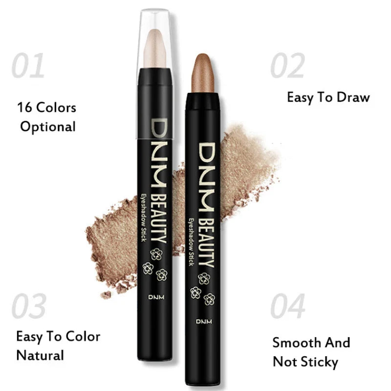 16-Color Pearlescent Eyeshadow Sticks – High Pigment Waterproof Glitter Eye Makeup Pencil, Long-Lasting & Smudge-Proof