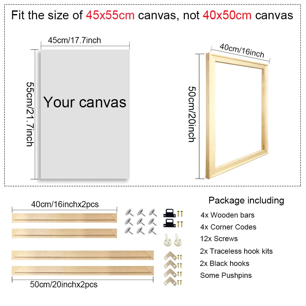 Wooden Canvas Frames – 30x40, 40x50, 50x70, 60x90cm for Photos, Oil Paintings & Diamond Painting Wall Art