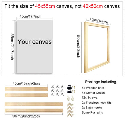 Wooden Canvas Frames – 30x40, 40x50, 50x70, 60x90cm for Photos, Oil Paintings & Diamond Painting Wall Art