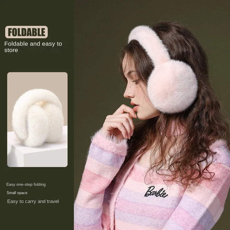 Soft Plush Ear Warmers Winter Earmuffs for Women & Men - Solid Color Cold Protection Earflap Outdoor Ear Covers