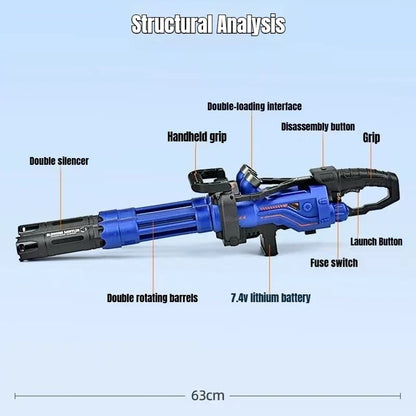 Jianfeng Gatling Soft Dart Blaster - Double Barrel Electric Rotary Launcher for Outdoor Shooting Games