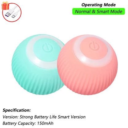 iLMH Smart Cat Interactive Ball Toy - Rechargeable Automatic Rolling Mouse Toy with Faux Tail for Pet Training & Play