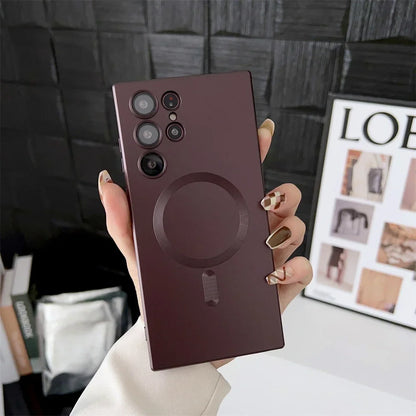 Luxury Matte Magnetic Case for Samsung S25/S24/S23/S22 Ultra & S21/S20 Plus – Magsafe Compatible Note 20 Ultra Phone Cover