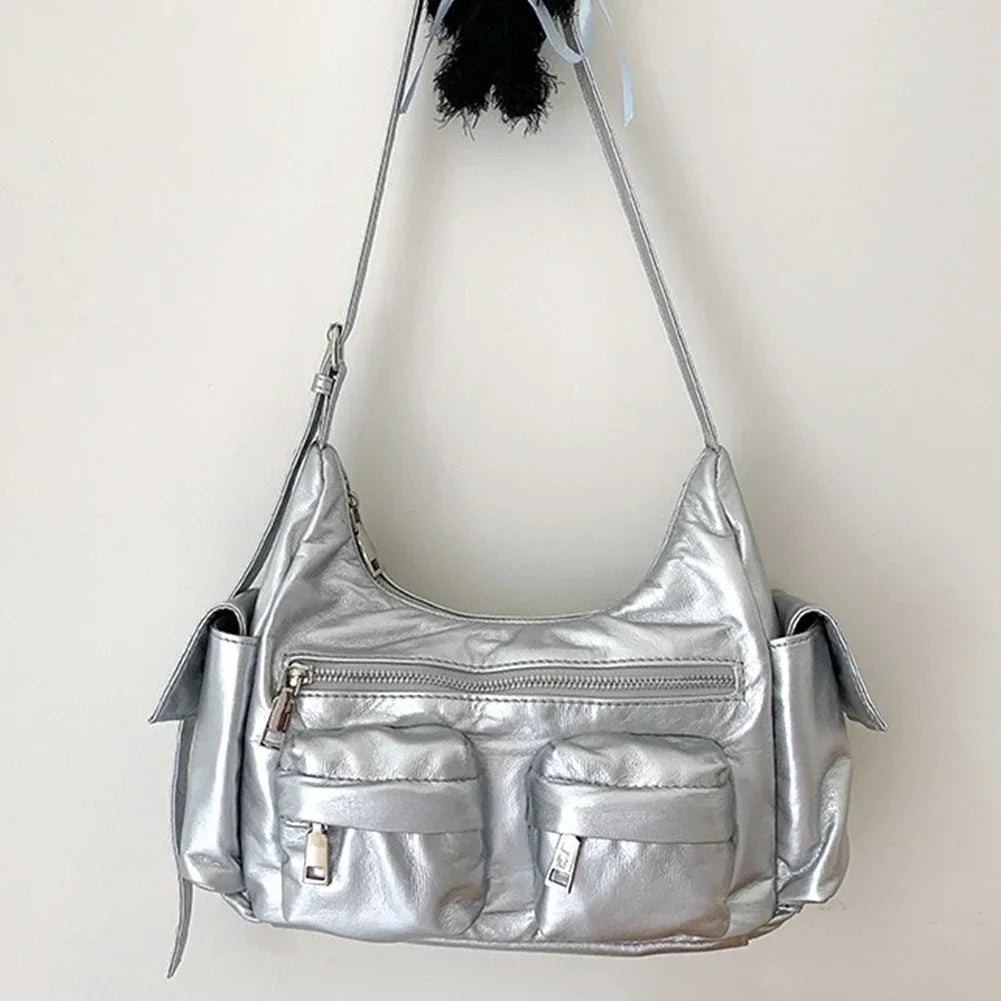 Large Capacity Women’s Sling Bag – Multi-Pocket Retro Leather Shoulder & Crossbody Satchel for Commuting
