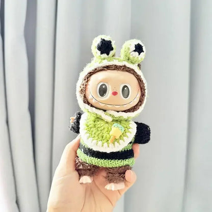 17cm Mini Plush Doll Clothes — Kpop EXO Labubu Idol V1 V2 Outfit Set with Sweater & Headband, Doll Accessories Gift