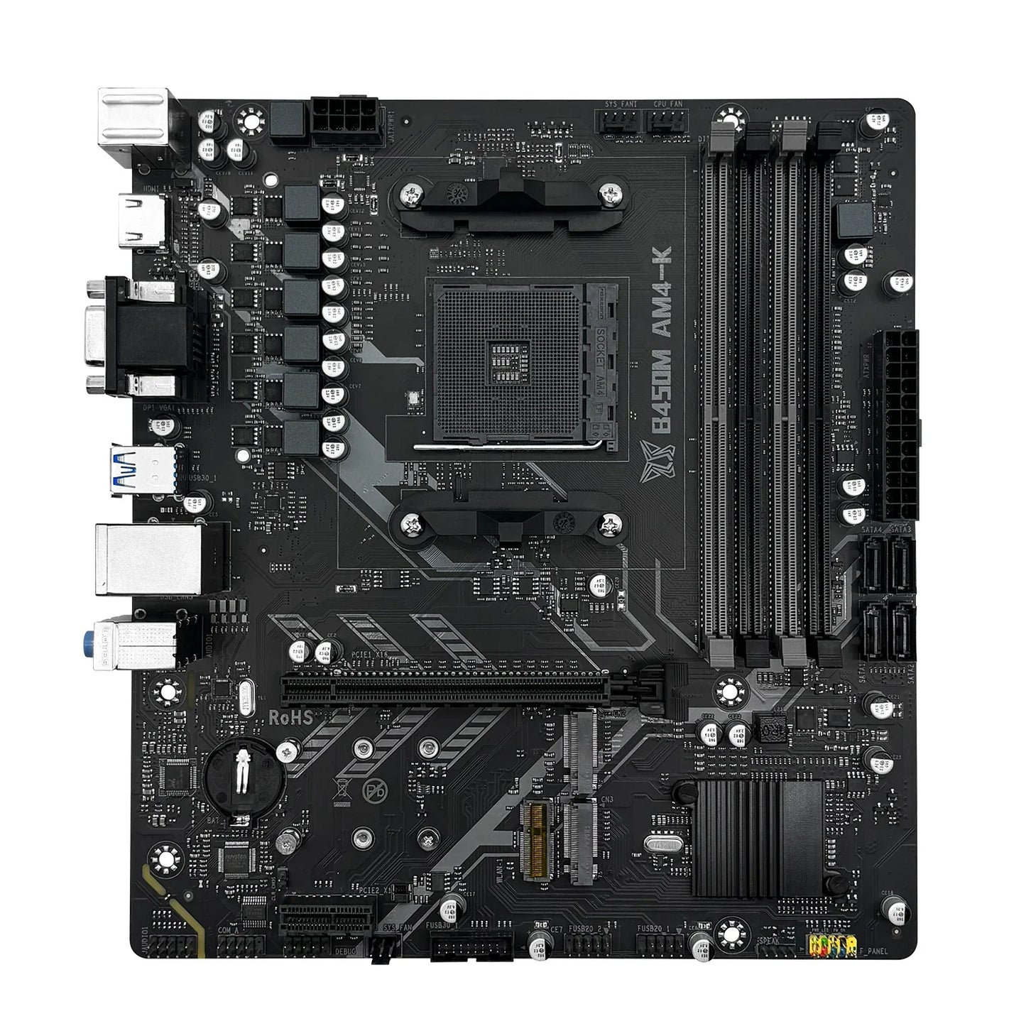 MACHINIST B450M-AM4-K Motherboard – AM4 Ryzen Support, DDR4 RAM, Dual NVMe M.2, HDMI/VGA/DP Interface Gaming PC Board