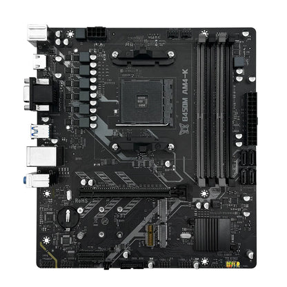 MACHINIST B450M-AM4-K Motherboard – AM4 Ryzen Support, DDR4 RAM, Dual NVMe M.2, HDMI/VGA/DP Interface Gaming PC Board