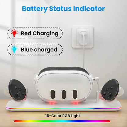 Charging Dock for Meta Quest 3 – Magnetic Charging Station for VR Headset & Controllers, Includes 2 Rechargeable Batteries