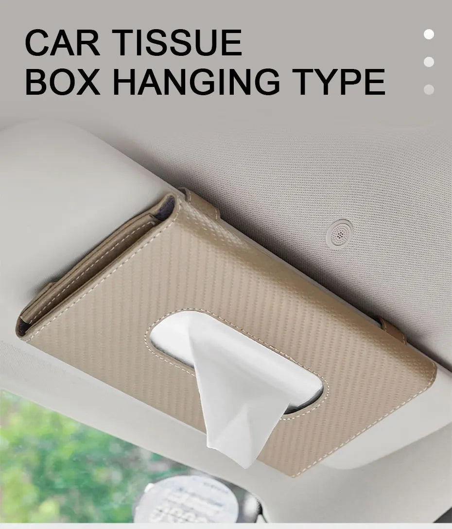 SEAMETAL Car Sunshade Tissue Box – Universal Auto Interior Paper Towel Storage Bag with Carbon Fiber Sun Visor Design