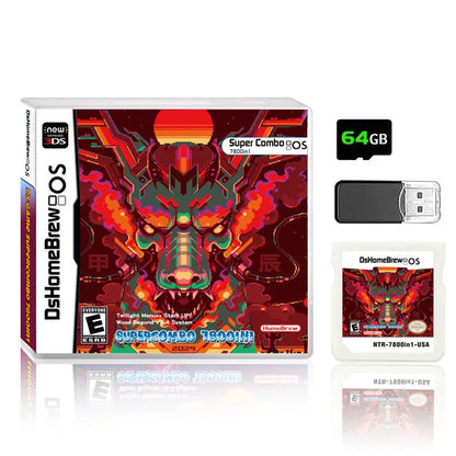 DS 7800-in-1 Memory Card with 64GB TF Card & SDHC Adapter – NDS, NDSL, 3DS XL, 2DS XL Game Console Accessory