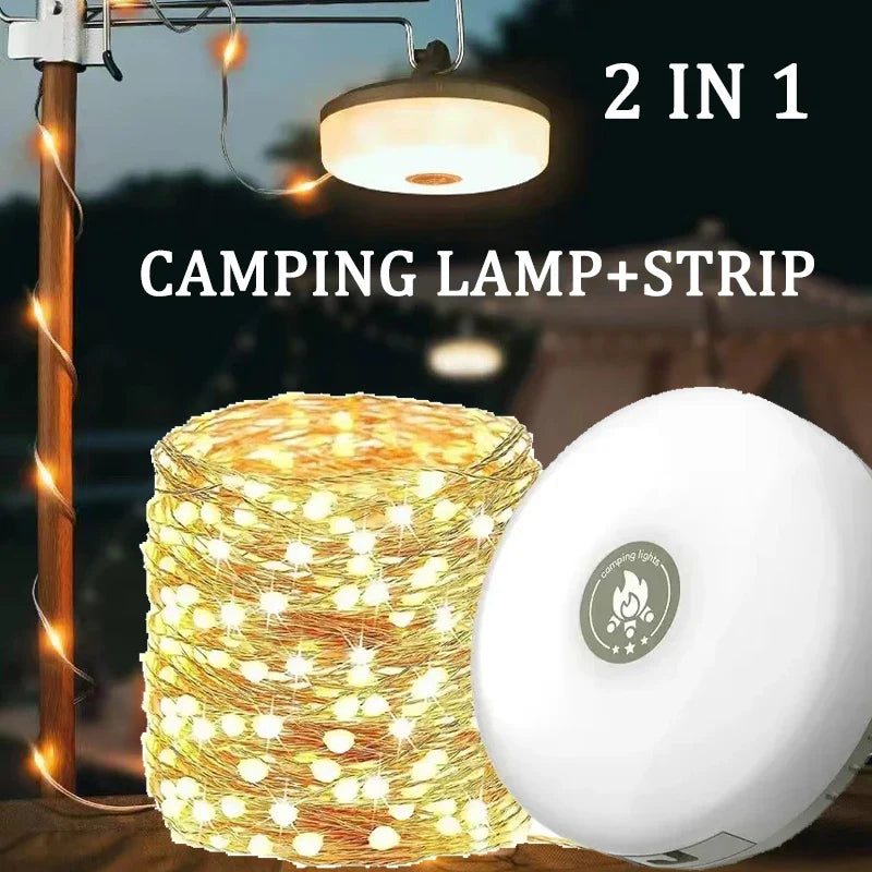 4-in-1 LED Camping Lamp Strip – 10M Waterproof Light Belt for Tent, Room & Outdoor Garden Decoration