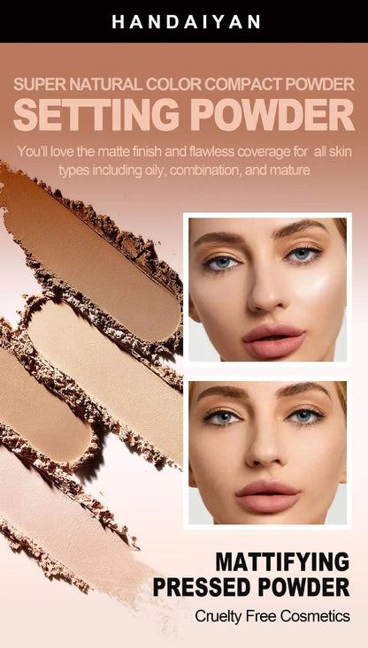 8-Color Matte Pressed Face Powder – 24H Oil Control, Full Coverage Waterproof Setting Foundation