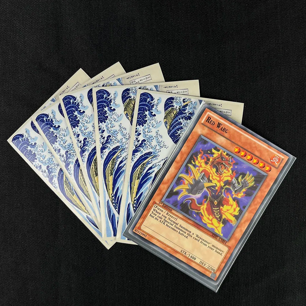 60PCS Multi-Size Trading Card Sleeves – Surfing Pattern Cartoon Card Protectors for MTG, PKM & YGO
