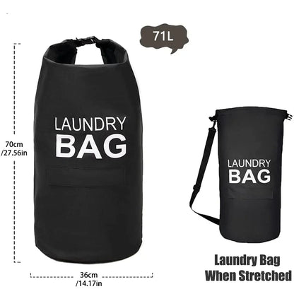 71L Laundry Backpack Hamper — Large Oxford Laundry Bag with Adjustable Shoulder Straps & Pocket
