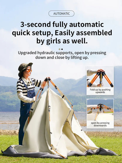 Outdoor Folding Tent – Fully Automatic Quick Opening, 3-4 Person Self-Driving Camping Tent, Rain & Sun Proof, Portable