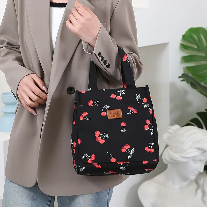Fashionable Thickened Cotton Handbag — Large Capacity Tote, Mommy Bag, Lunch Box Storage Pouch, Commuter Handheld Bag