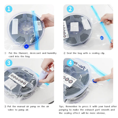 30-Pack Filament Storage Vacuum Bags for 3D Printer PLA/ABS/TPU - Humidity Resistant Dryer for Safekeeping