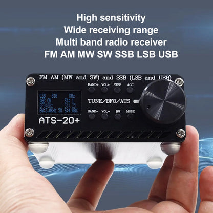 ATS-20+ Portable World Band Radio Receiver – Easy-to-Read Digital Display, Lightweight for Home & Outdoor Camping