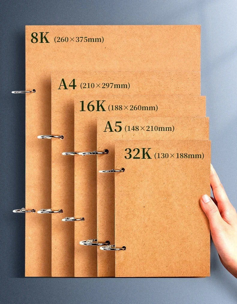 Professional A4 A5 8K 16K 32K Sketchbook – Thick Loose-Leaf Drawing Paper for Artists & Students