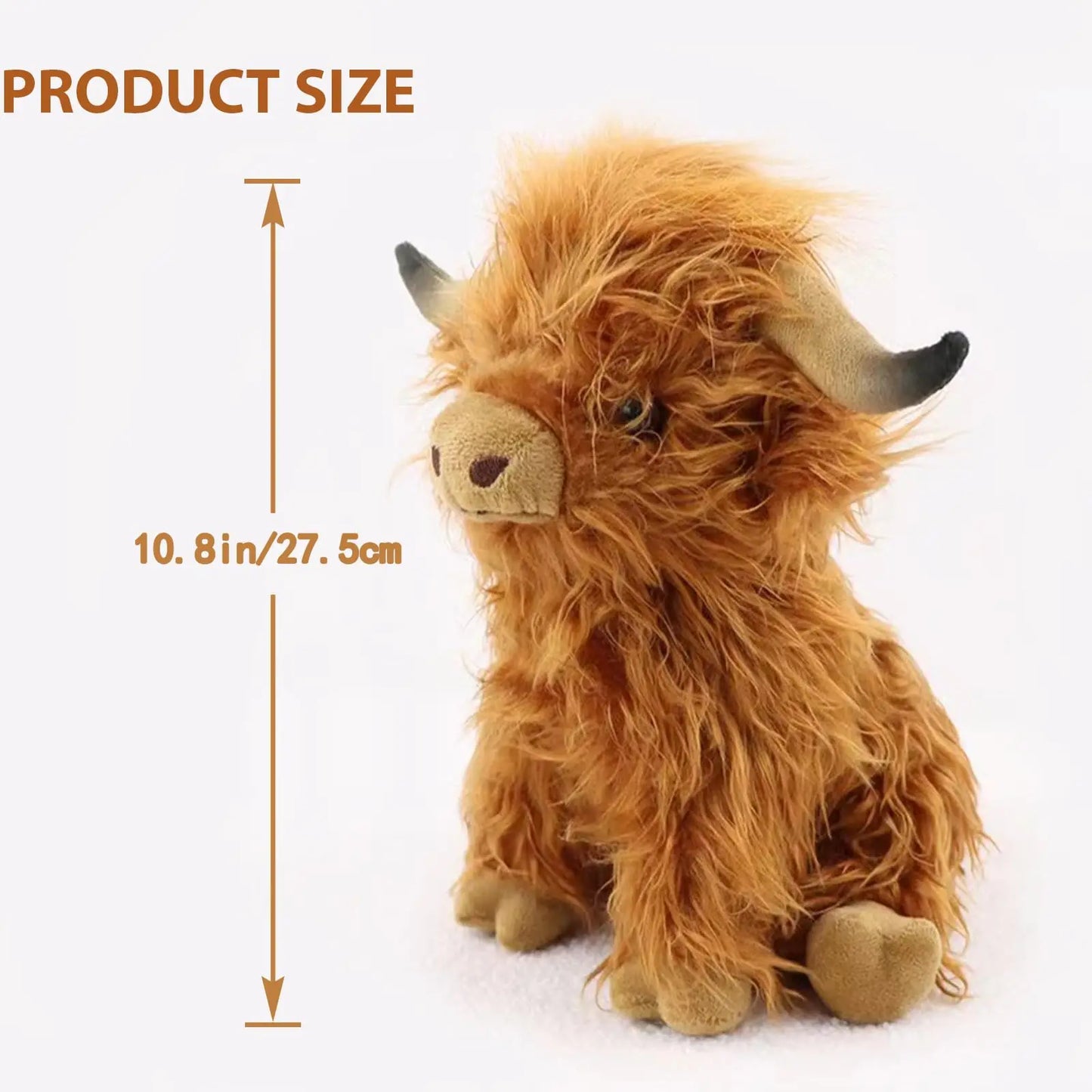 25cm Highland Cow Plush Toy — Soft Stuffed Animal Doll, Kawaii Kids & Baby Gift, Home & Room Decor