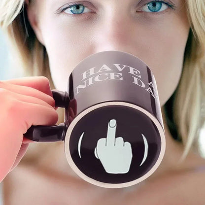 Vertical Middle Finger Mug - Creative Ceramic Coffee Cup, Anime and Film Inspired, Funny Breakfast Mug, Perfect Christmas Gift