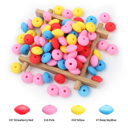 12mm Silicone Lentil Abacus Beads 50/100PCS – DIY Loose Focal Beads for Jewelry, Bracelets, Necklaces & Keychains