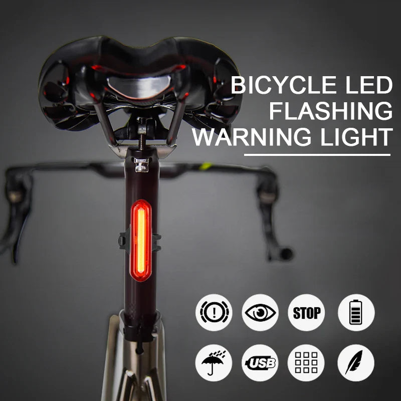 USB Rechargeable LED Bike Tail Light – Bright Rear Warning Lamp for Mountain & Road Cycling