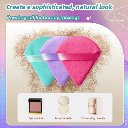 10/20PCS Triangle Velvet Powder Puffs – Mini Face Makeup Sponges, Washable & Lightweight Cosmetic Tools