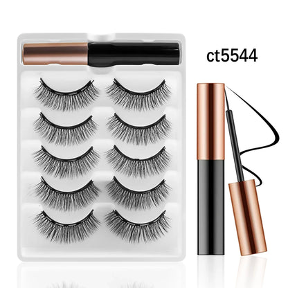 REDSIREN 5 Pairs Magnetic Eyelashes with Eyeliner – Reusable Thick Natural False Lashes