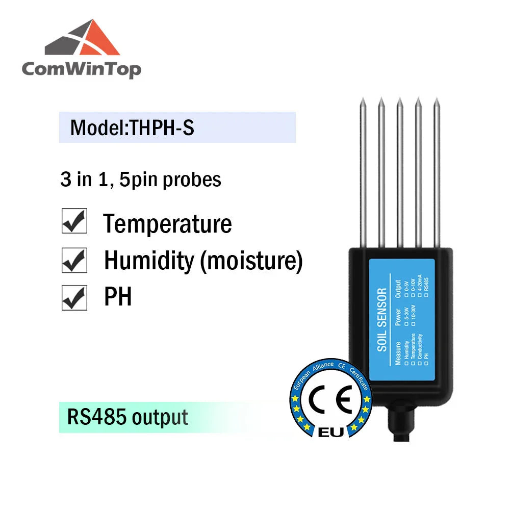 7-in-1 Soil Moisture, Temperature, Humidity, EC, pH & NPK Sensor with RS485, 4-20mA or 0-5V Output