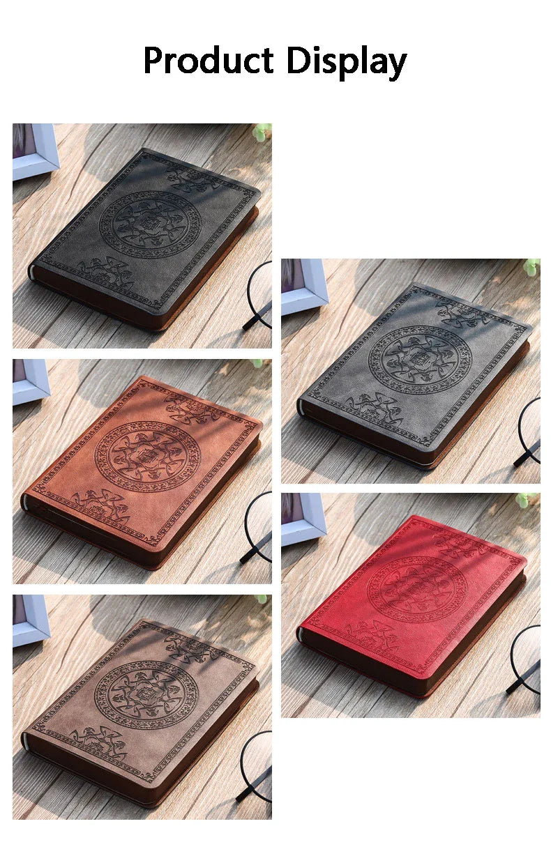 A6 Retro Pocket Mini Notebook – PU Leather Stamped Portable Notepad for Writing, Office & Bookkeeping