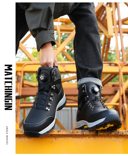 Rotating Button Safety Shoes for Men – Steel Toe, Indestructible, Puncture-Proof Work Sneakers & Protective Boots