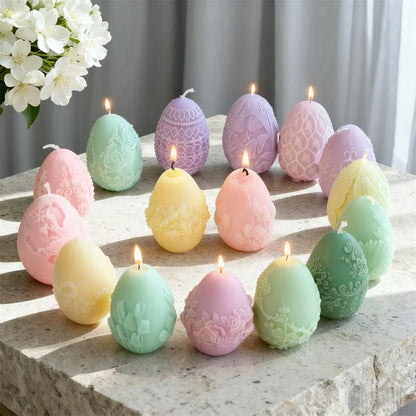 3D Easter Egg Scented Candle Silicone Mold – DIY Embossed Butterfly & Flower Egg Shape for Candle & Plaster Making, Easter Gift