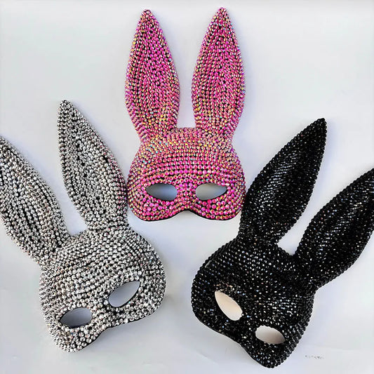 Halloween Sequin Rabbit Mask Costume – Masquerade Animal Cosplay Prop for Party, Performance, Comic Con & Drama Stage Wear