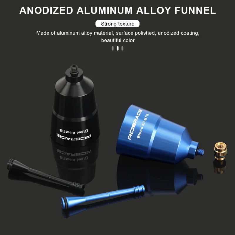 RIDERACE Bicycle Hydraulic Brake Bleed Kit – Oil Funnel & Adapter for Shimano MTB & Road Disc Brakes