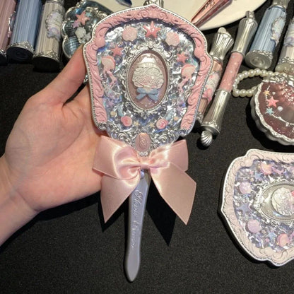 Flower Knows Angel Series Handheld Mirror – White, Black & Pink Compact Mirror