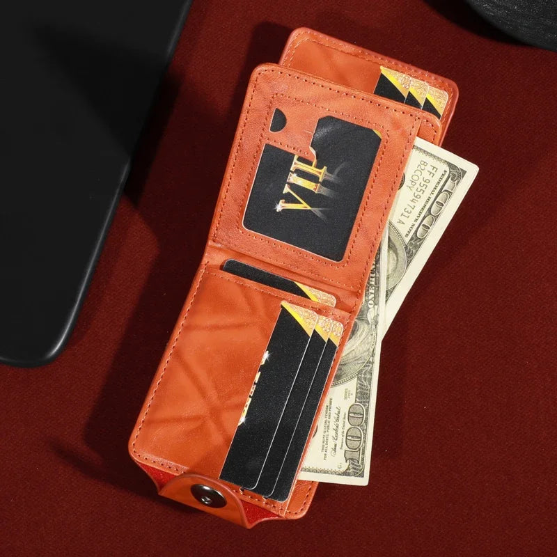 Men’s Leather Wallet with 100 Dollar Pattern — Large Capacity Card Holder Purse Bag