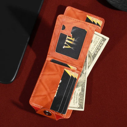 Men’s Leather Wallet with 100 Dollar Pattern — Large Capacity Card Holder Purse Bag