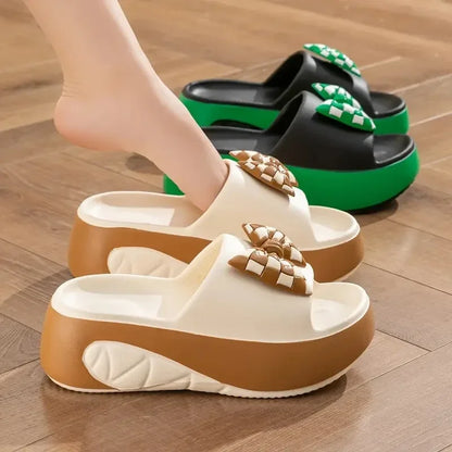 Women’s Bow Slippers – EVA Soft Sole Platform Sandals, Summer Casual Non-Slip Beach Footwear