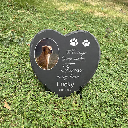 Personalized Pet Memorial Stone – Custom Dog Grave Marker Plaque with Photo & Name for Garden Slate