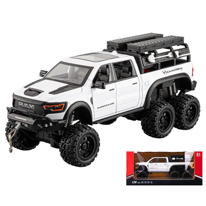 1:24 Dodge Mammoth RAM 1000 TRX 6x6 Diecast Model – Metal Alloy Pickup Toy Car with Lights for Kids & Collectors