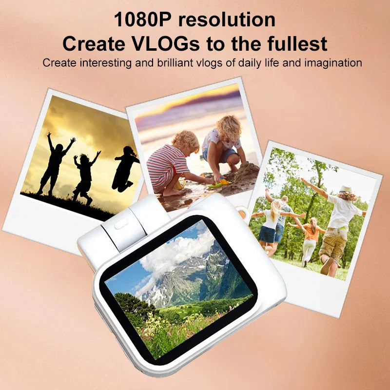 Y4000 Mini HD 1080p Camera with Screen — Portable Retro Compact Video Recorder with Flash Lamp & Battery Dock