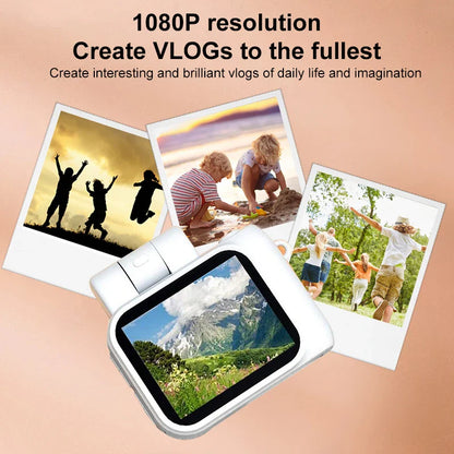 Y4000 Mini HD 1080p Camera with Screen — Portable Retro Compact Video Recorder with Flash Lamp & Battery Dock