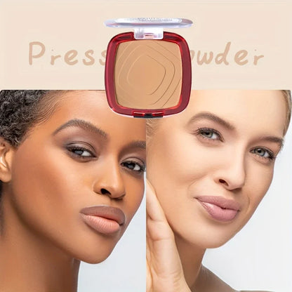 Full Coverage Pressed Powder Foundation – Matte, Oil-Control, Long-Lasting 24H Face Makeup with Puff Applicator