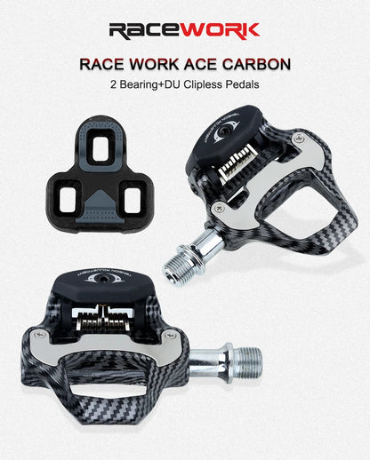 RACEWORK Carbon Fiber Road Bike Pedals Ultra-Light SPD Keo Self-Locking Professional Cycling Pedals