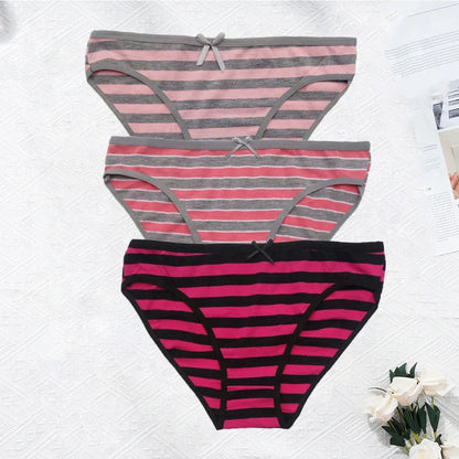 YOUREGINA Plus Size Seamless Panties - Striped Cotton Women’s Underwear Briefs 3 Pack