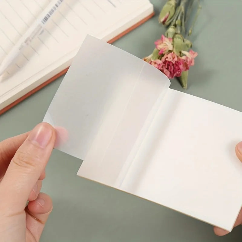 50 Sheets Transparent Waterproof Sticky Notes – Self-Adhesive Memo Pads for School & Office Use, Clear Stationery Notepad Supplies