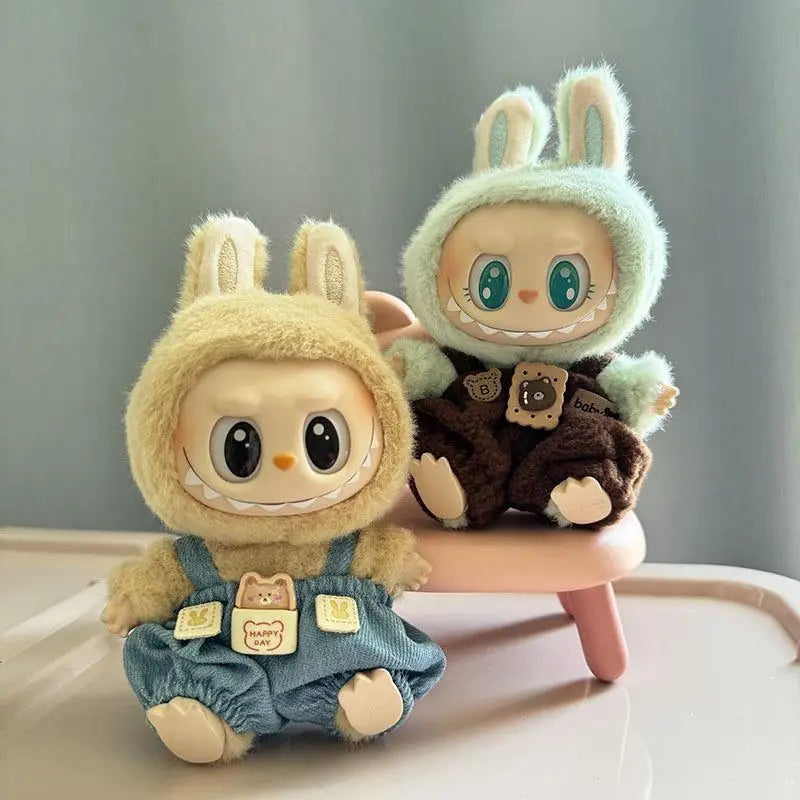17cm Labubu Doll Clothes — Mini Outfit Accessories for K-Pop EXO I & II Dolls | Sitting Party Overalls Gift