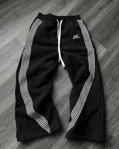 American Y2K Gothic Hip Hop Sweatpants for Men – Retro Double Layer Baggy Joggers with Elastic Waist